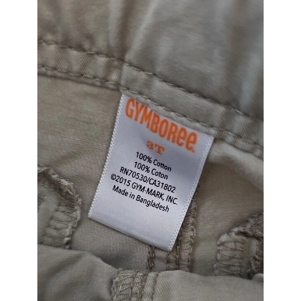 Gymboree Boys Chino Shorts 3T Beige Khaki Cotton Adjustable Waist Toddler